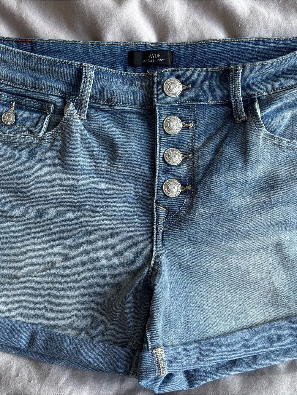 True Religion Jayde Light Blue Denim Ankle/Cropped Shorts